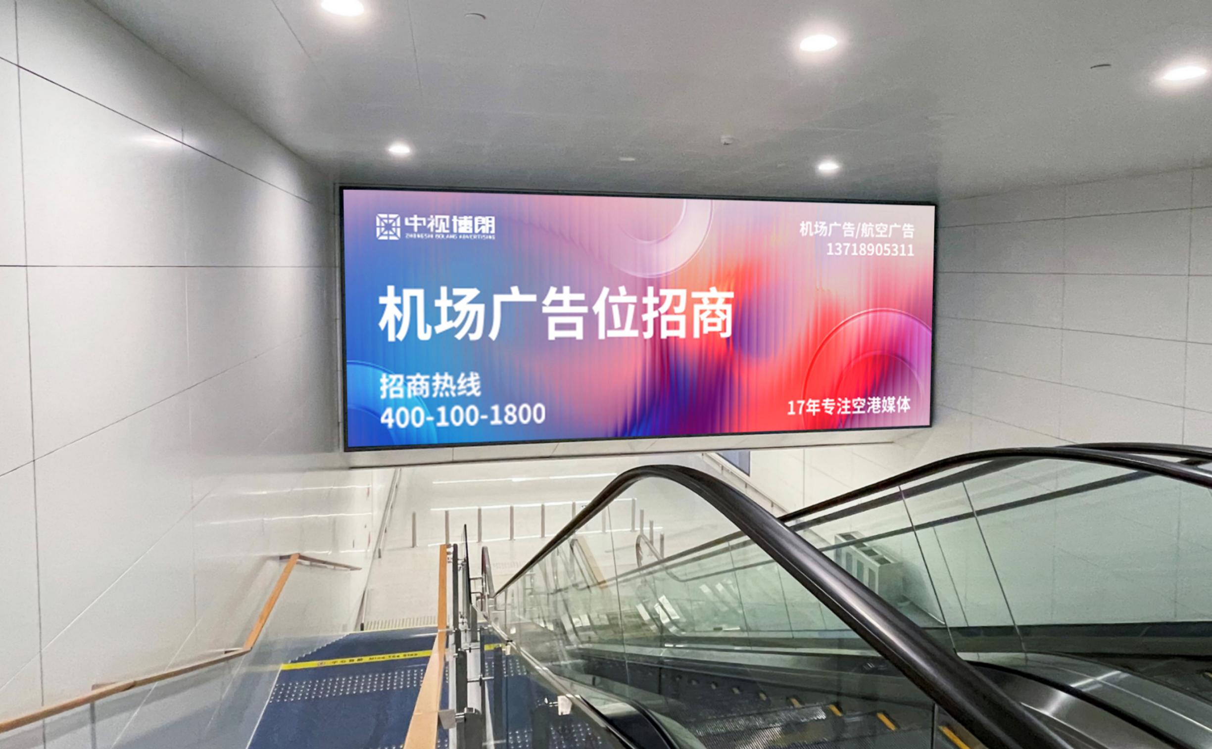 青岛胶东国际机场广告-国际到达行李厅扶梯梯眉灯箱