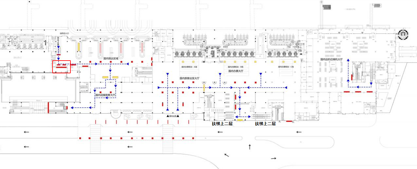 泉州晋江机场广告广告-国内到达扶梯灯箱套装位置图