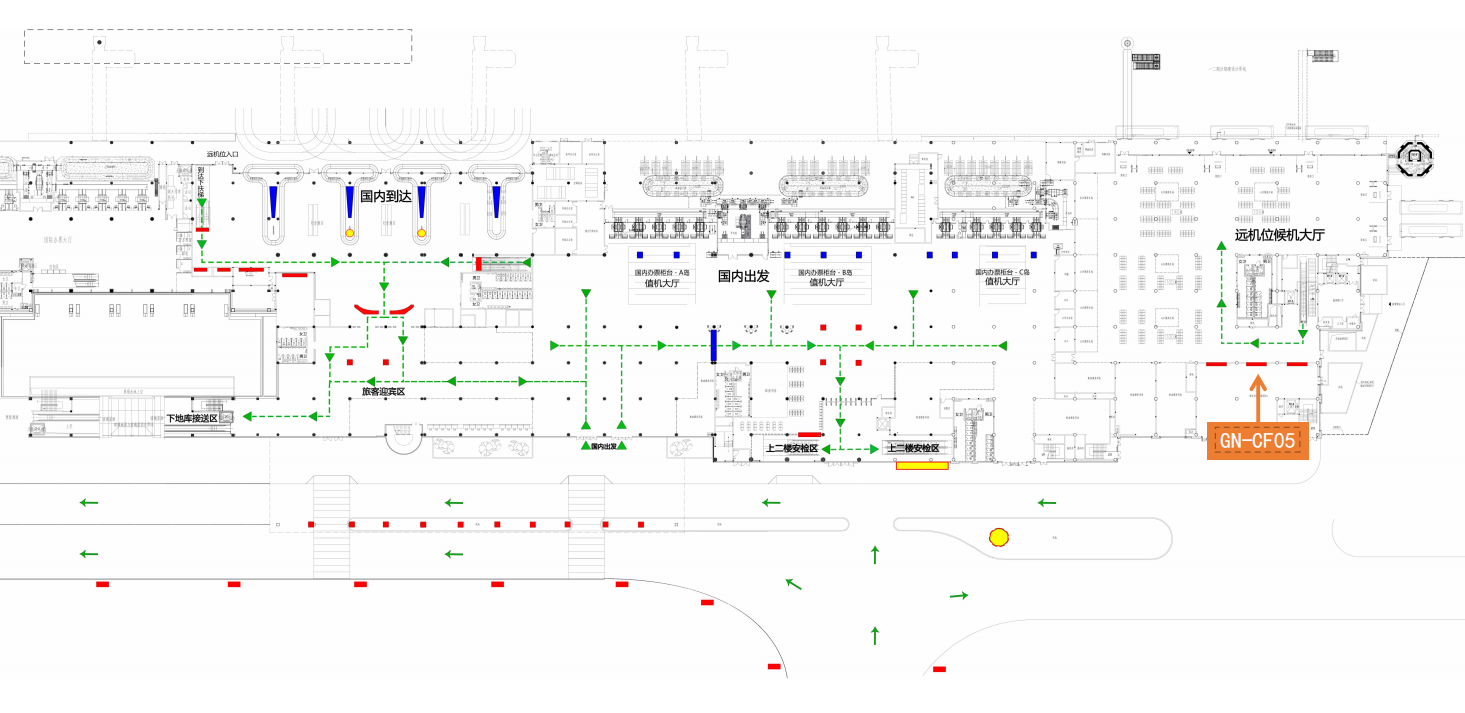 泉州机场广告-国内出发通廊灯箱点位图