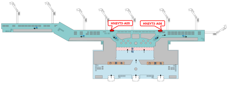三亚凤凰机场广告-T3国内出发到达大厅灯箱套装2位置图