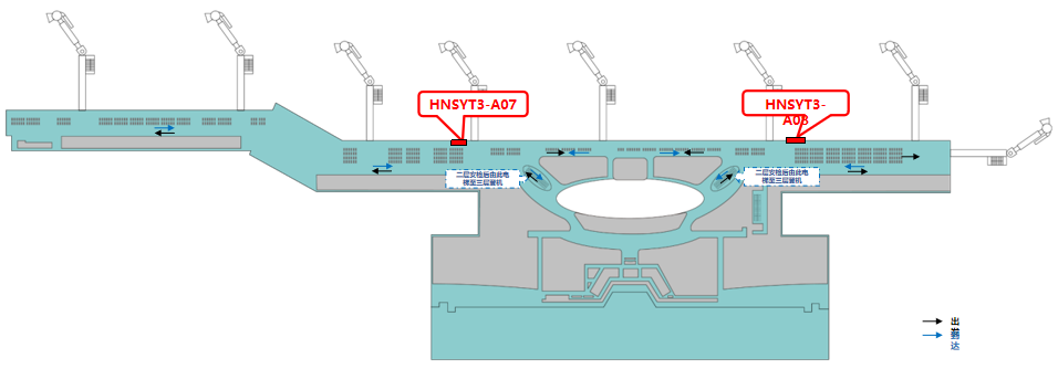 三亚凤凰机场广告-T3国内出发候机厅电梯迎面灯箱套装位置图
