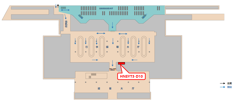 三亚凤凰机场广告-T3国内到达行李厅出口灯箱10位置图