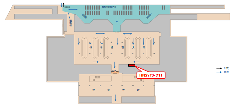 三亚凤凰机场广告-T3国内到达行李厅出口灯箱11位置图