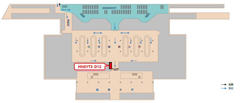 三亚凤凰机场广告-T3国内到达行李厅出口灯箱12位置图