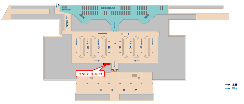 三亚凤凰机场广告-T3国内到达行李厅出口灯箱9位置图