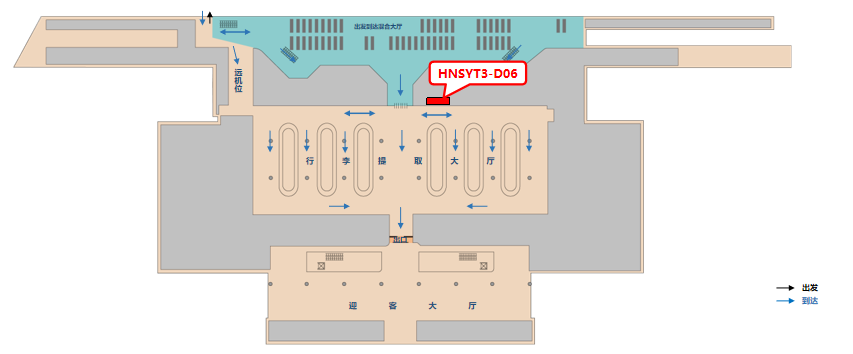 三亚凤凰机场广告-T3国内到达行李厅灯箱6位置图