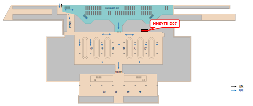 三亚凤凰机场广告-T3国内到达行李厅灯箱7位置图