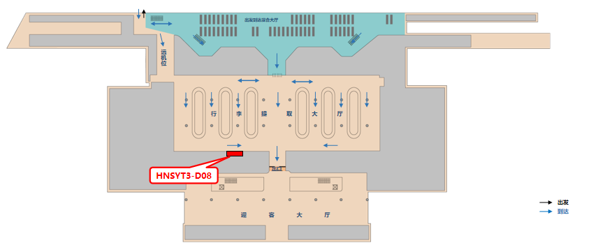 三亚凤凰机场广告-T3国内到达行李厅灯箱8位置图