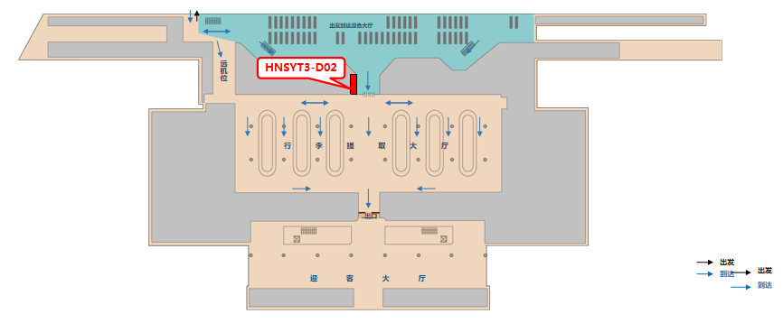 三亚凤凰机场广告-T3国内到达行李厅入口灯箱2位置图