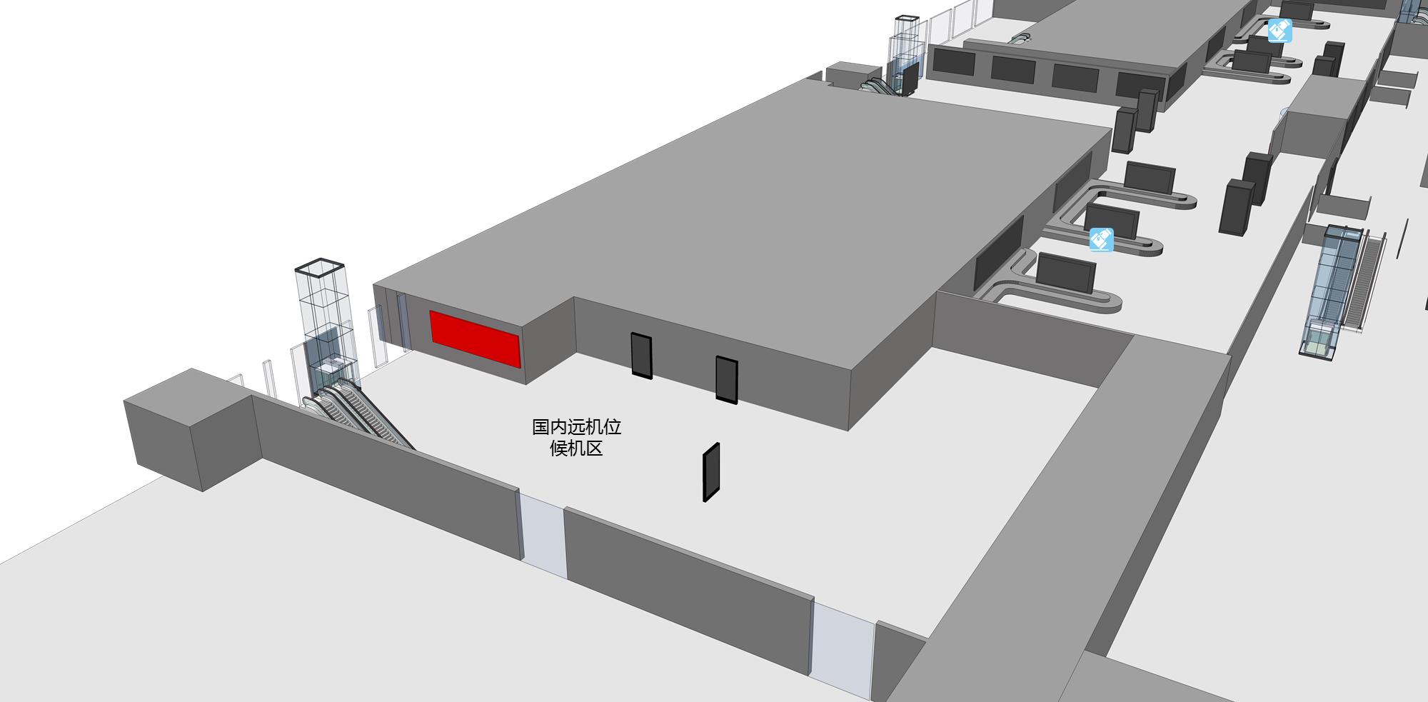 三亚凤凰机场广告-T1国内出发候机厅墙体灯箱3位置图