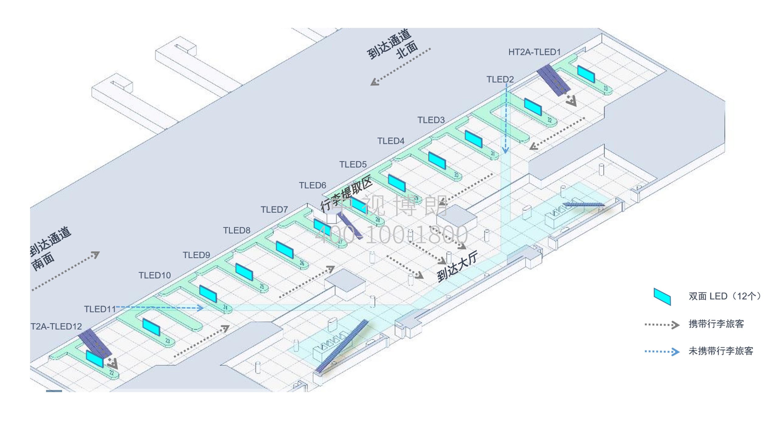 上海机场广告-虹桥国内行李厅LED大屏套装位置图