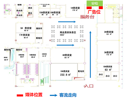 石家庄正定国际机场广告-二层嘉宾区安检口LED屏套装位置图
