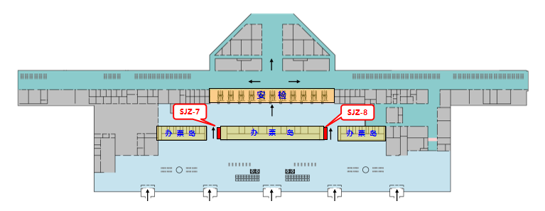 石家庄机场广告-国内出发通道两侧灯箱套装点位图