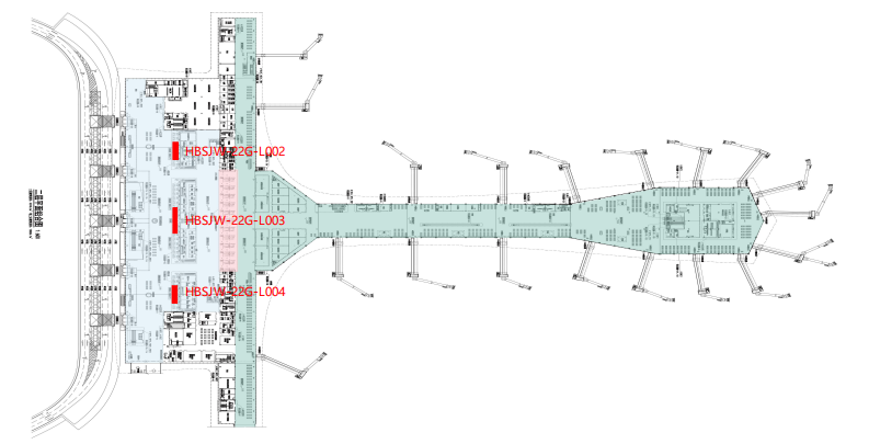 石家庄正定国际机场广告-T2出发值机岛LED屏套装位置图