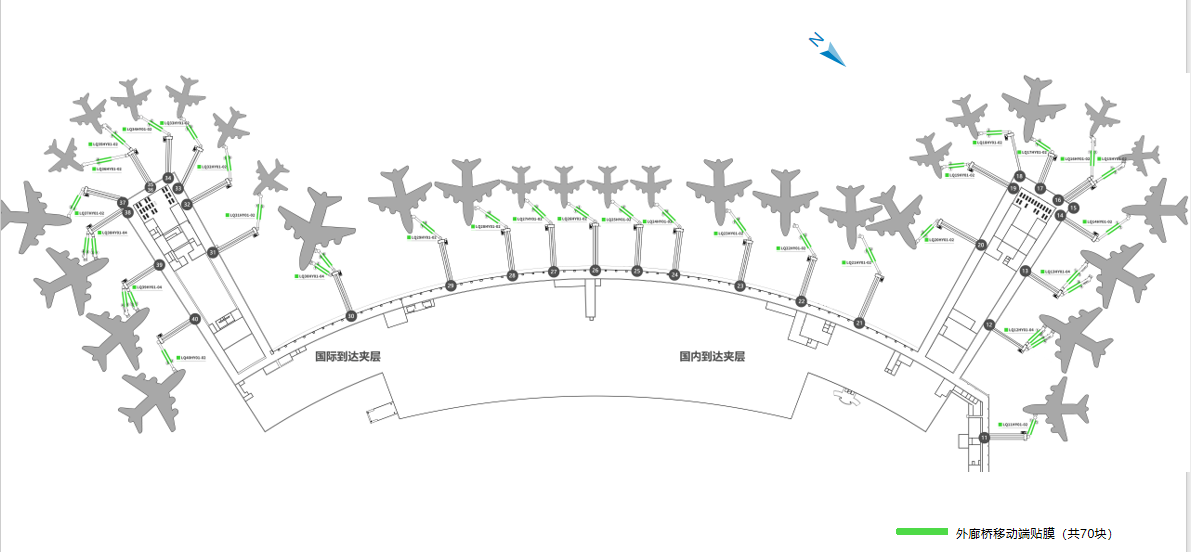 沈阳桃仙国际机场广告-外廊桥移动端贴膜位置图