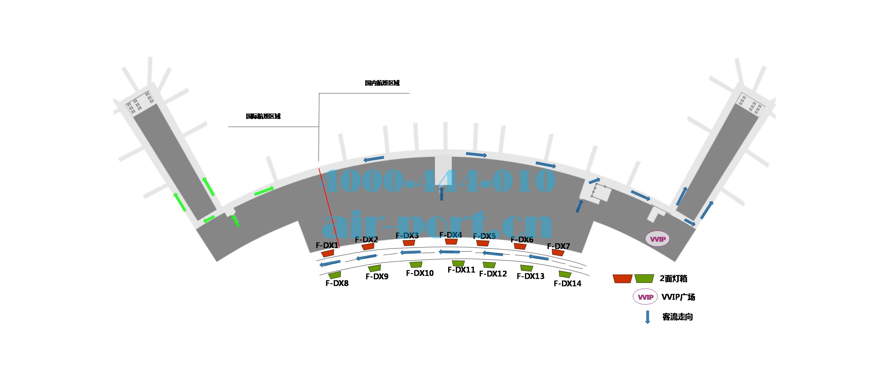 沈阳桃仙国际机场广告-出发户外引桥灯箱位置图