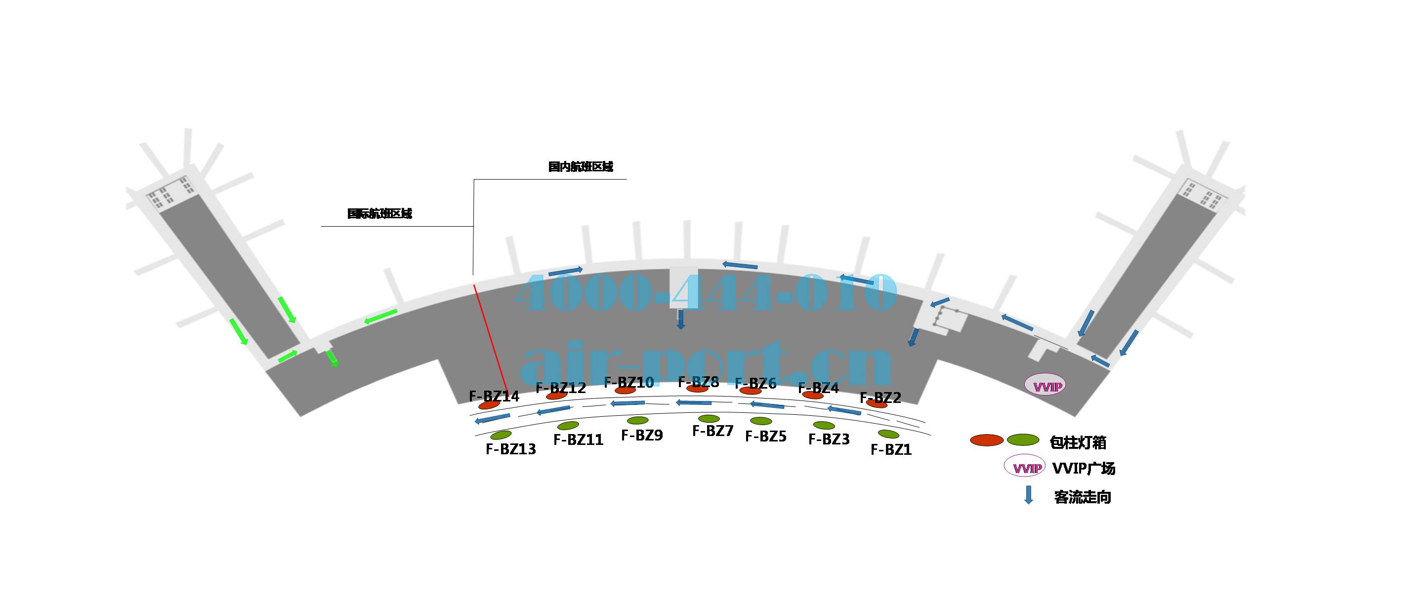 沈阳桃仙国际机场广告-到达户外引桥包柱位置图