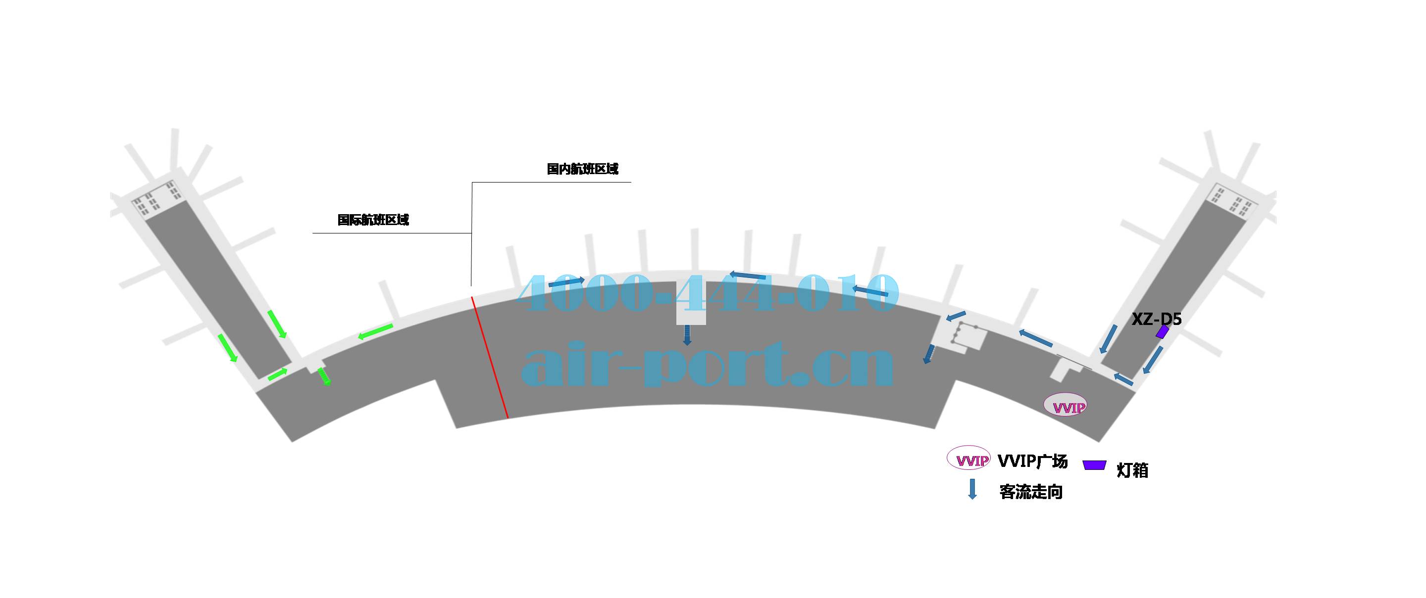 沈阳桃仙国际机场广告-国内出发候机区灯箱XZ-D5位置图