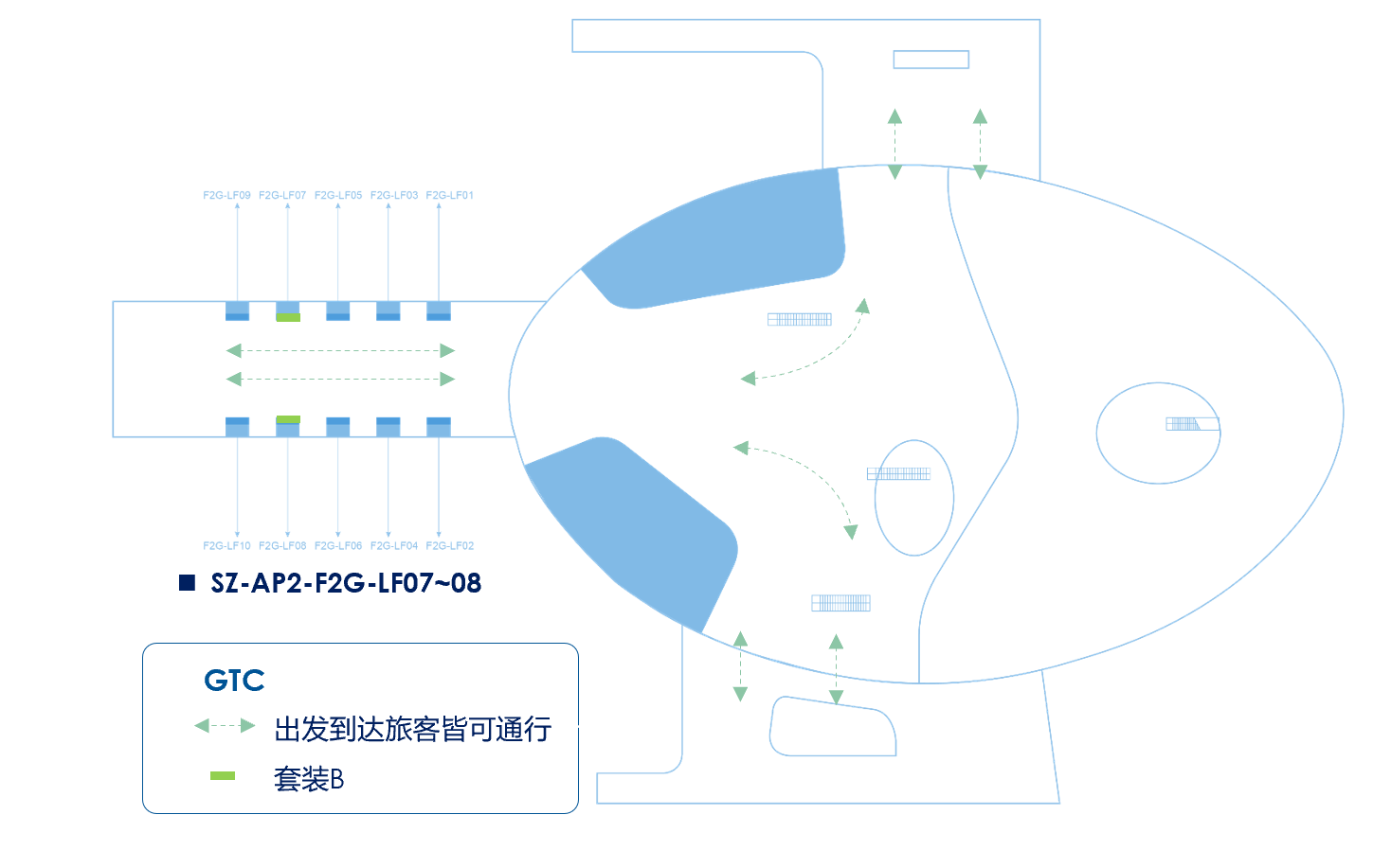 深圳宝安国际机场广告-GTC国内到达落地灯箱套装位置图