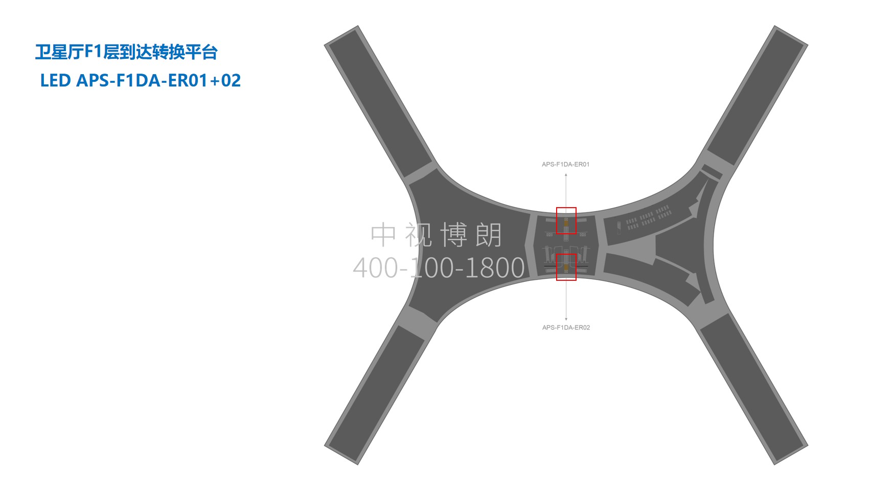 深圳宝安国际机场广告-一层到达LED屏套装ER01/02位置图