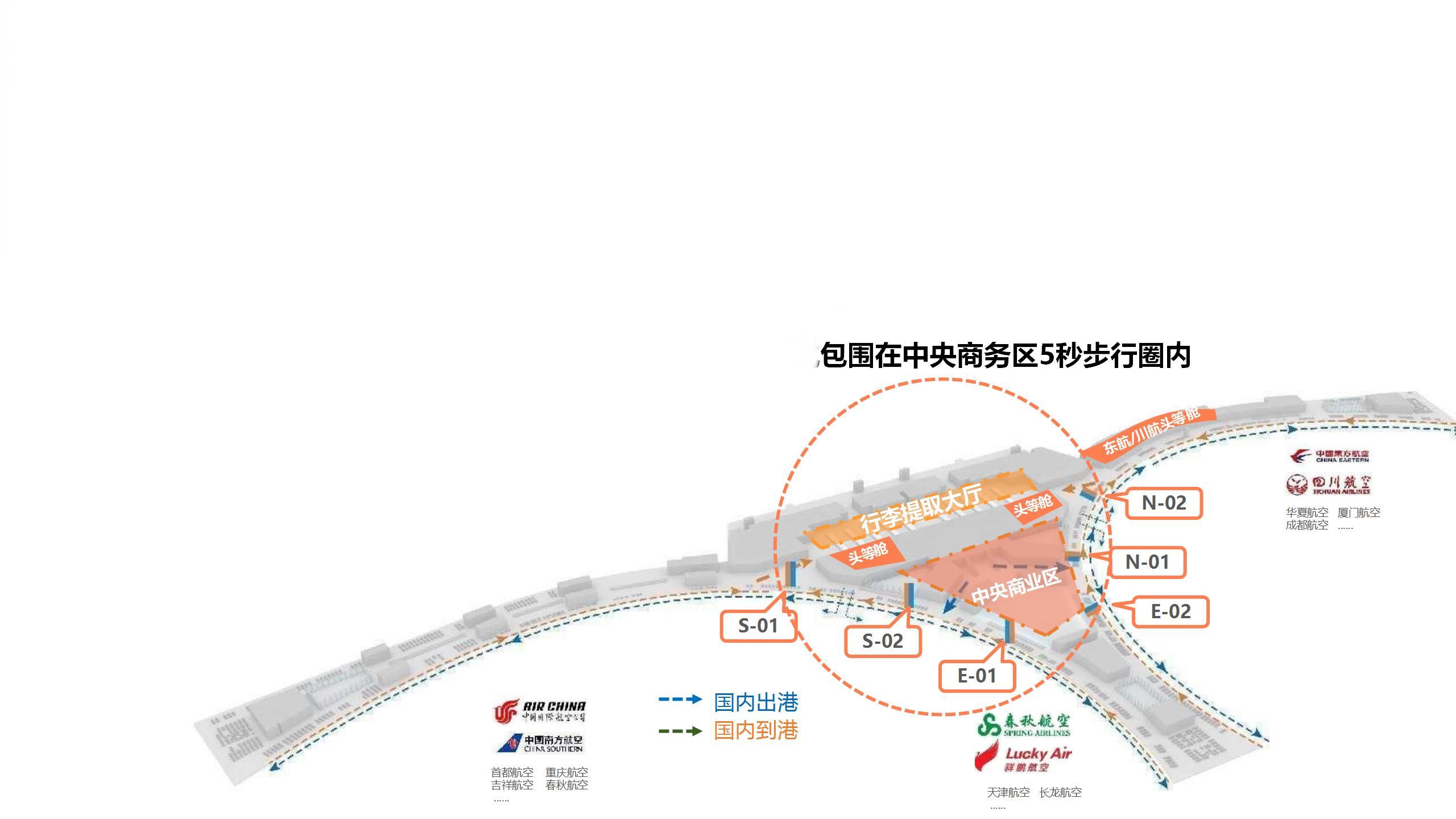 成都天府机场广告-T2国内混流区图腾灯箱套装位置图