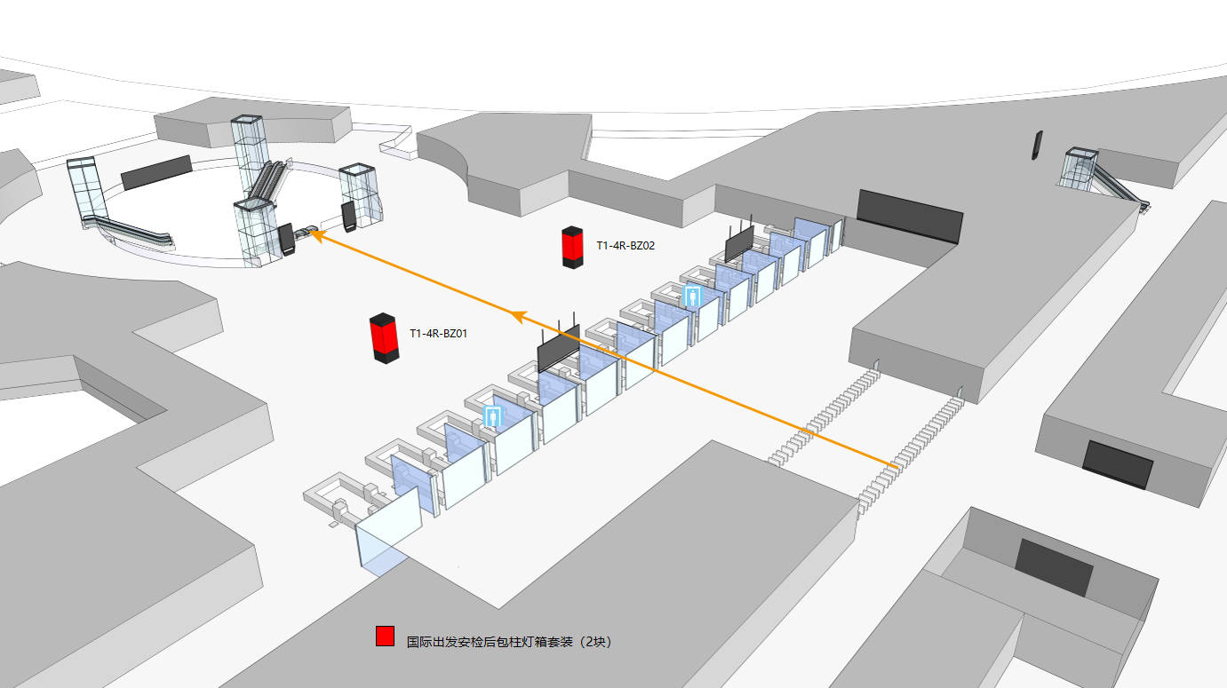 Chengdu Tianfu Airport advertisement-T1 International Security Inspection Area Pillar Light Box SetBitmap