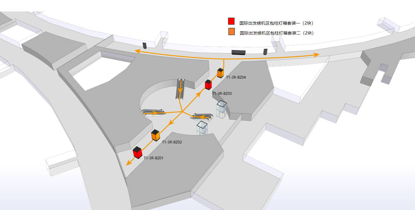 Chengdu Tianfu Airport advertisement-T1 International Departure Corridor Pillar Light Box SetBitmap