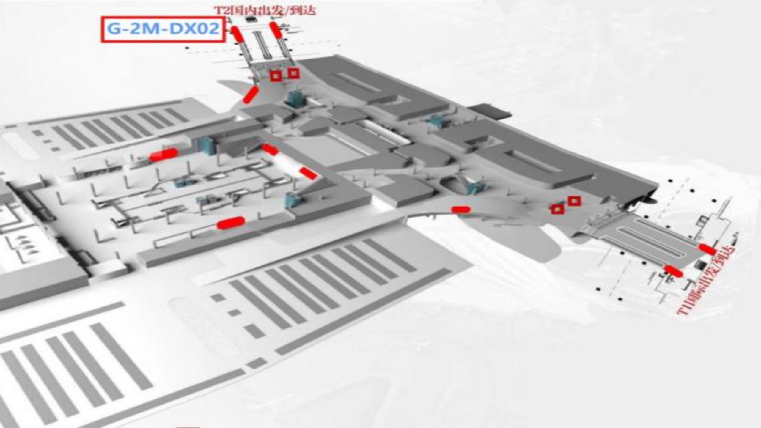 成都天府机场广告-T2国内出发及到达灯箱DX02位置图