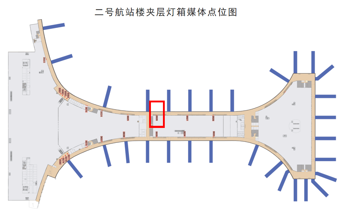 天津滨海国际机场广告-国内到达通廊灯箱3位置图