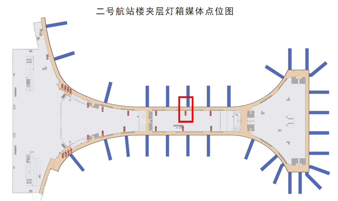 天津滨海国际机场广告-国内到达通廊灯箱4位置图