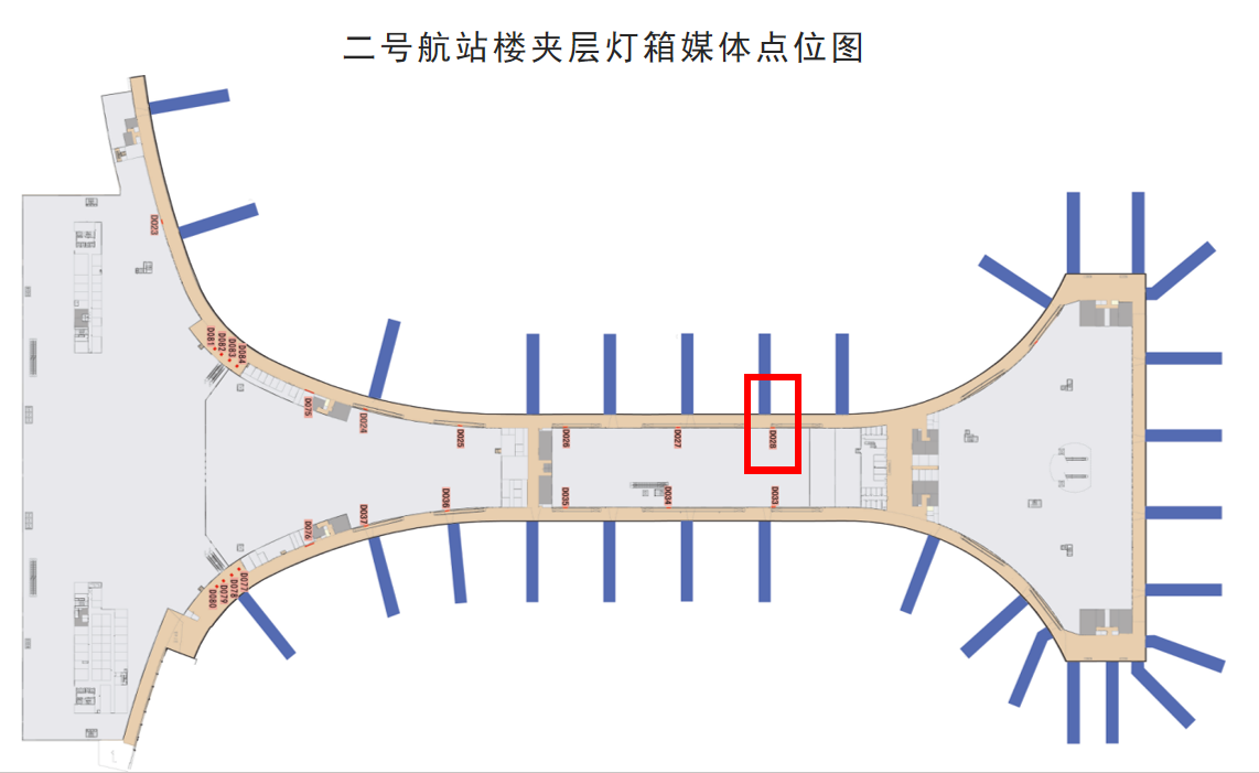 天津滨海国际机场广告-国内到达通廊灯箱5位置图