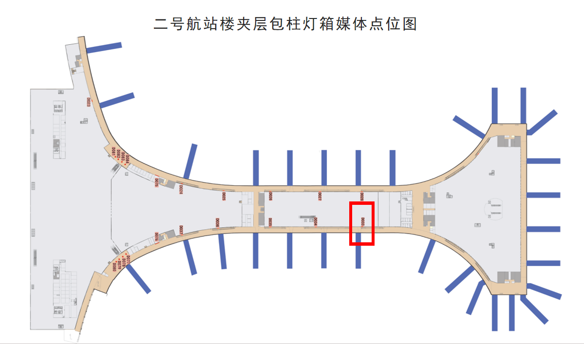 天津滨海国际机场广告-国内到达通廊灯箱6位置图