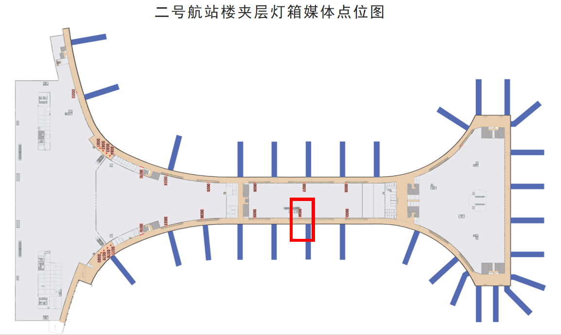 天津滨海国际机场广告-国内到达通廊灯箱7位置图