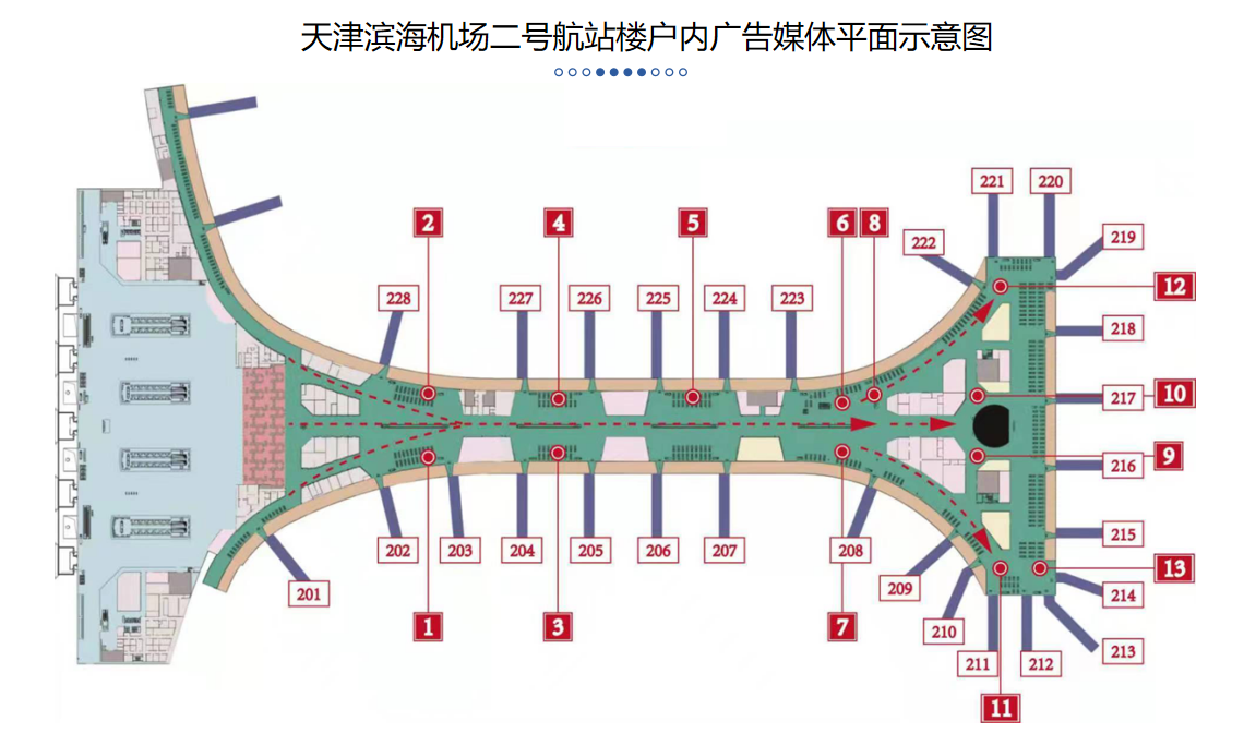 天津机场广告-国内出发候机厅包柱LED套装点位图