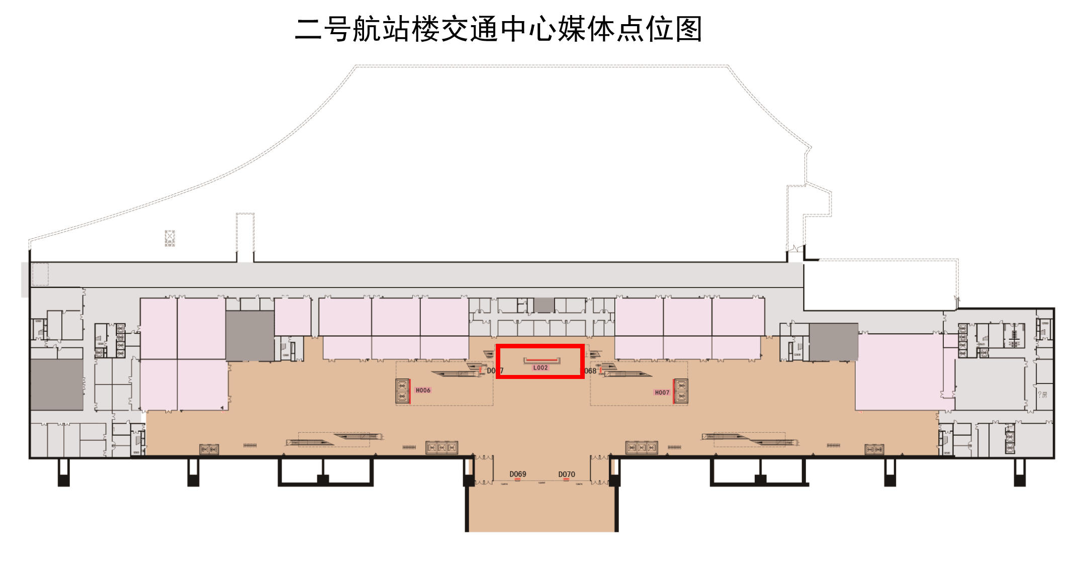 天津滨海国际机场广告-天津机场地铁、停车场来往必经处LED大屏位置图