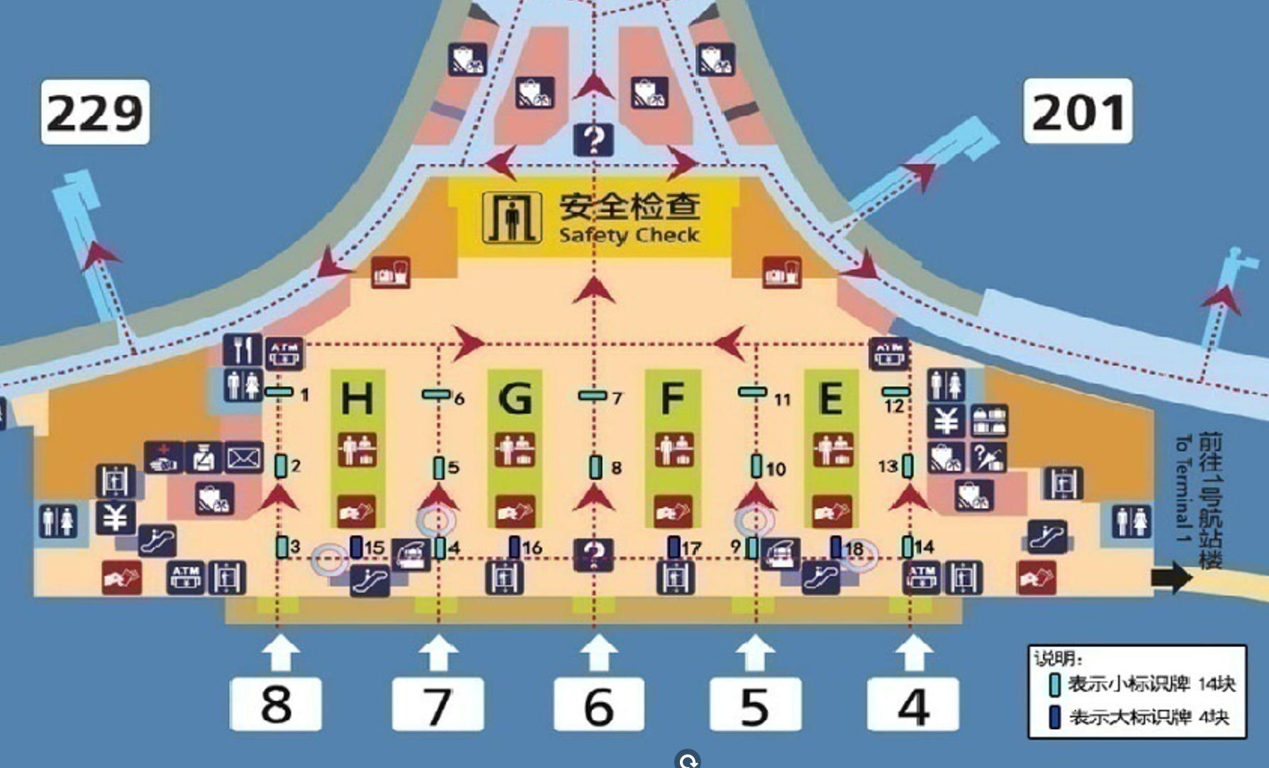 天津机场广告-出发大厅全覆盖看板套装点位图