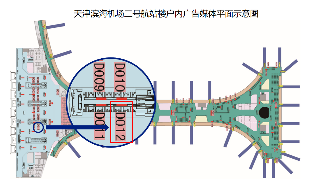 天津机场广告-国内出发值机厅灯箱12点位图