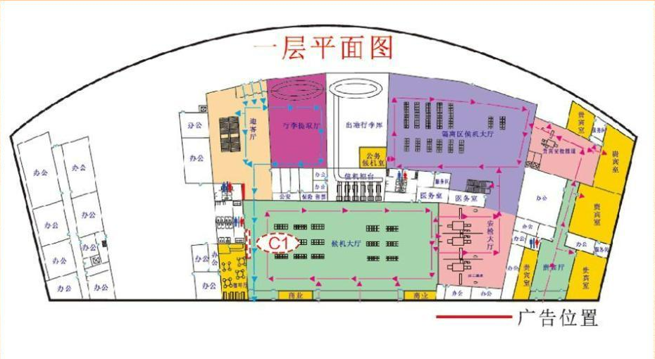 唐山机场广告-出发候机厅LED大屏点位图