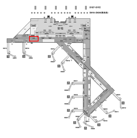 太原武宿国际机场广告-T2航站楼候机大厅东航VIP门口位置图