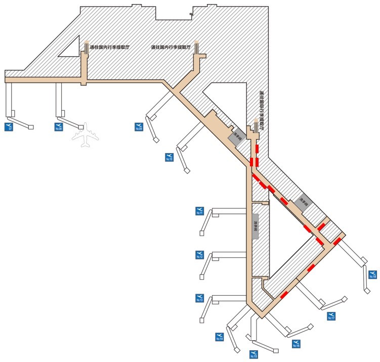 太原武宿国际机场广告-国际到达夹层通廊灯箱位置图