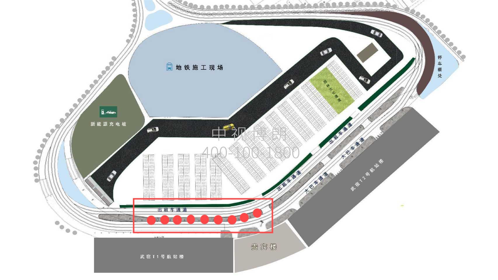 太原武宿国际机场广告-T1外车道V柱看板套装位置图