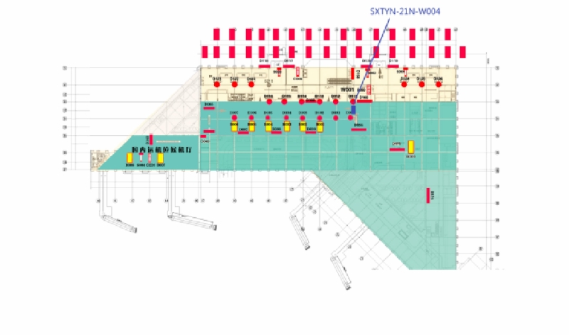 太原武宿国际机场广告-T2一层到达区域展位位置图