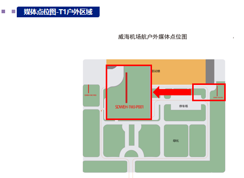 威海大水泊机场广告-T1户外三面翻灯箱位置图