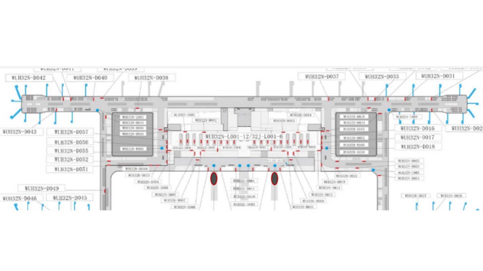 武汉天河机场广告广告-国内国际到达通廊LED大屏套装位置图