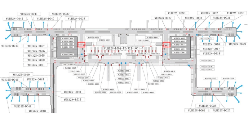 武汉天河机场广告广告-T3国内混流区连廊立式灯箱位置图