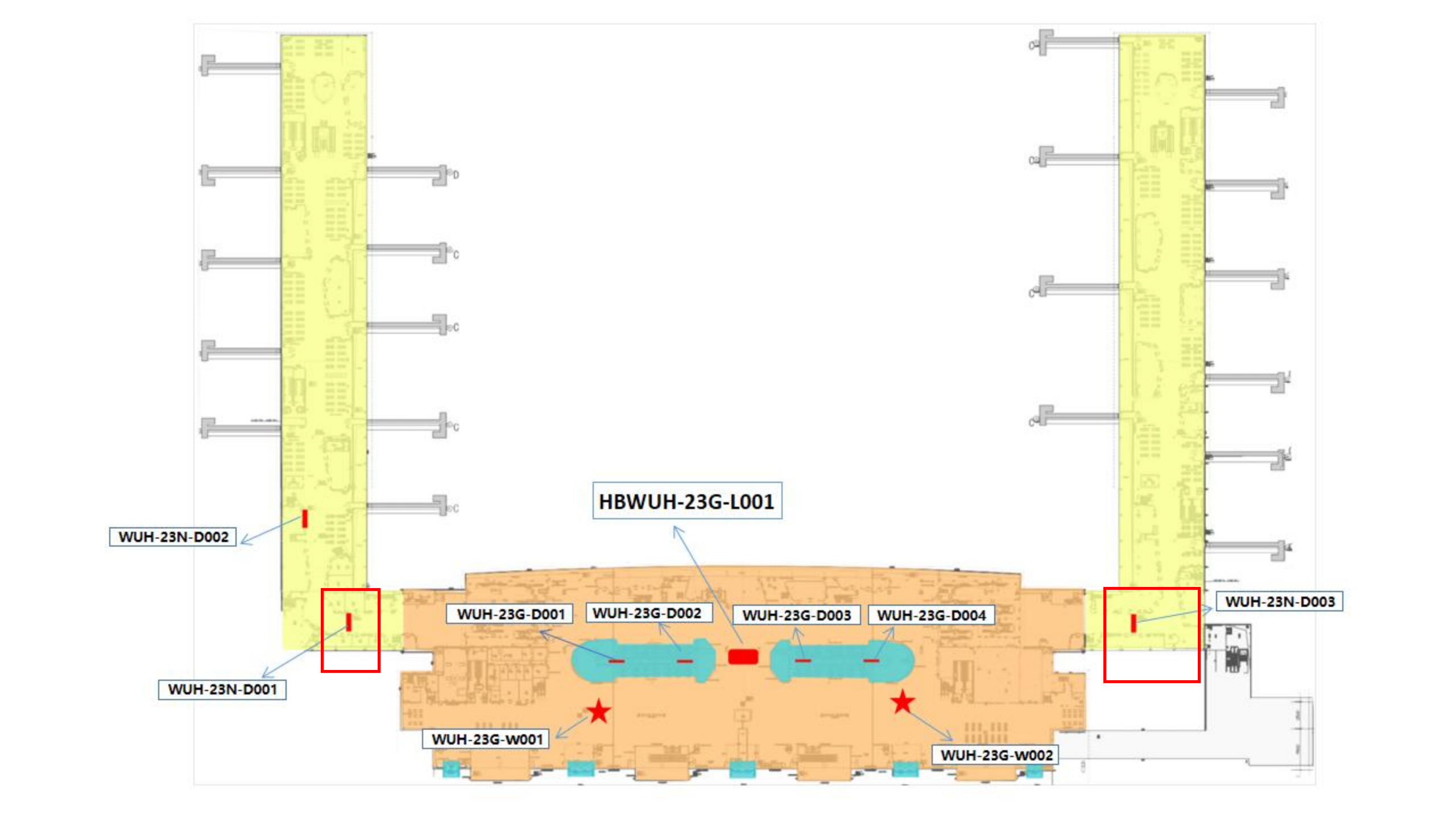 武汉机场广告-T2出发通廊商业夹层灯箱点位图