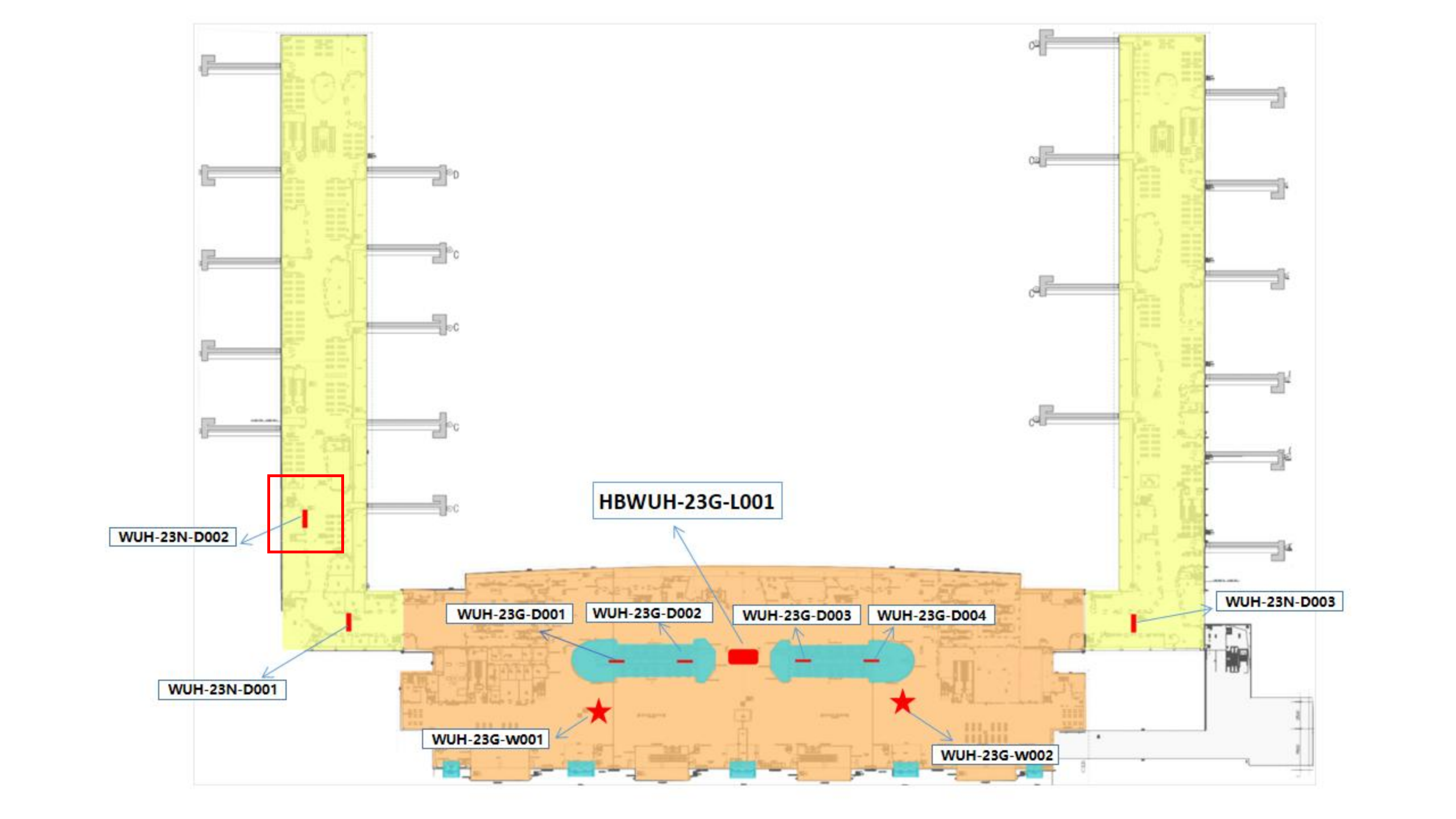 武汉机场广告-T2出发C通廊灯箱点位图