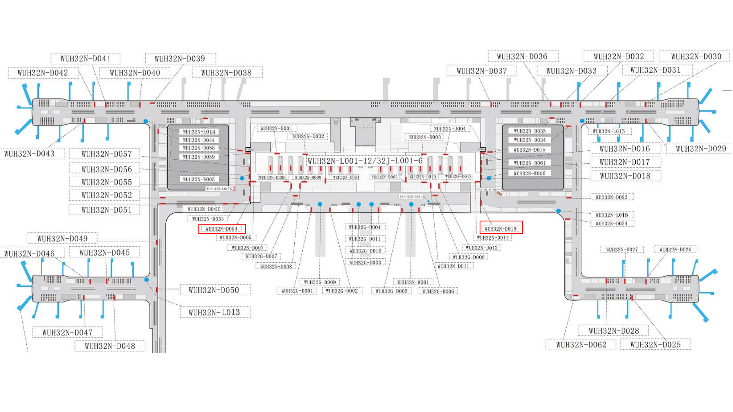 武汉天河机场广告广告-T3国内混流区墙面灯箱位置图