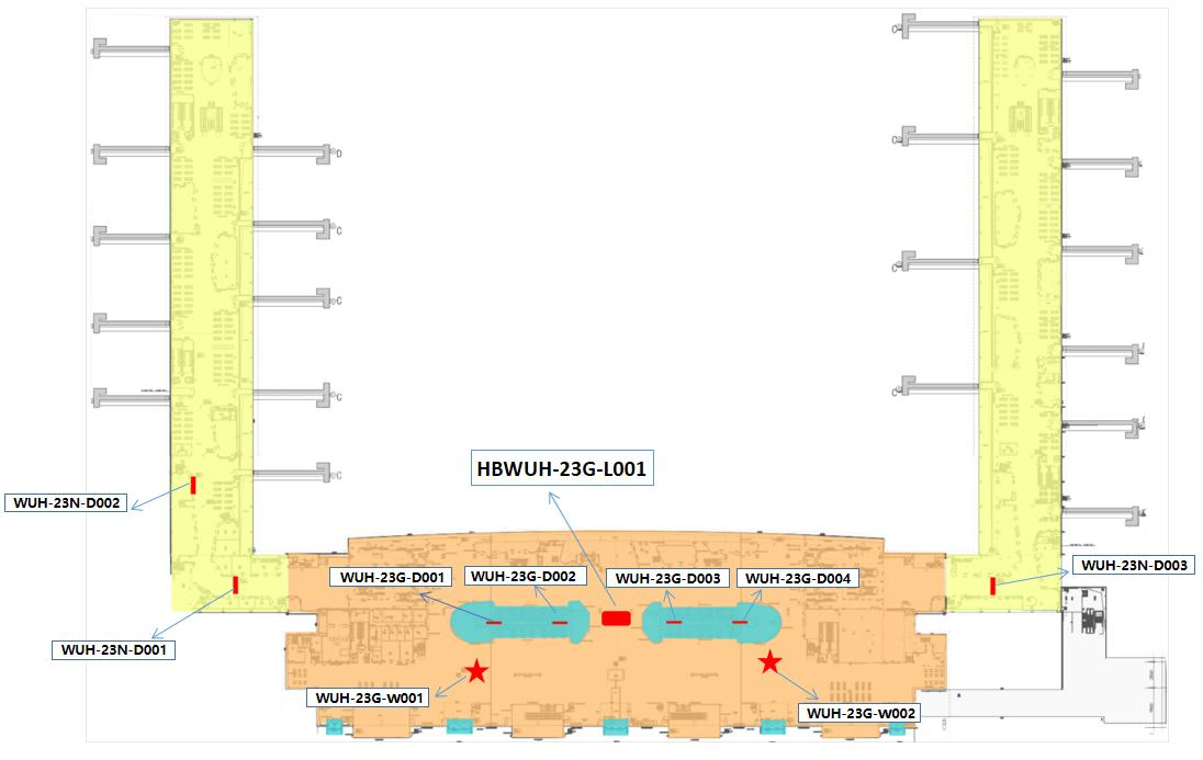 武汉机场广告-T2出发厅值机岛灯箱点位图