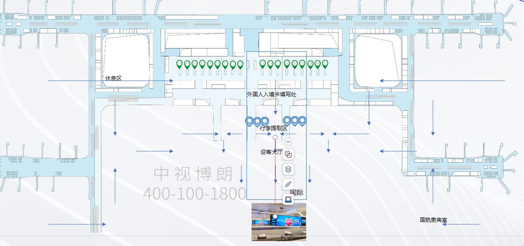 武汉天河机场广告广告-T3国际到达行李厅转盘LED套装位置图